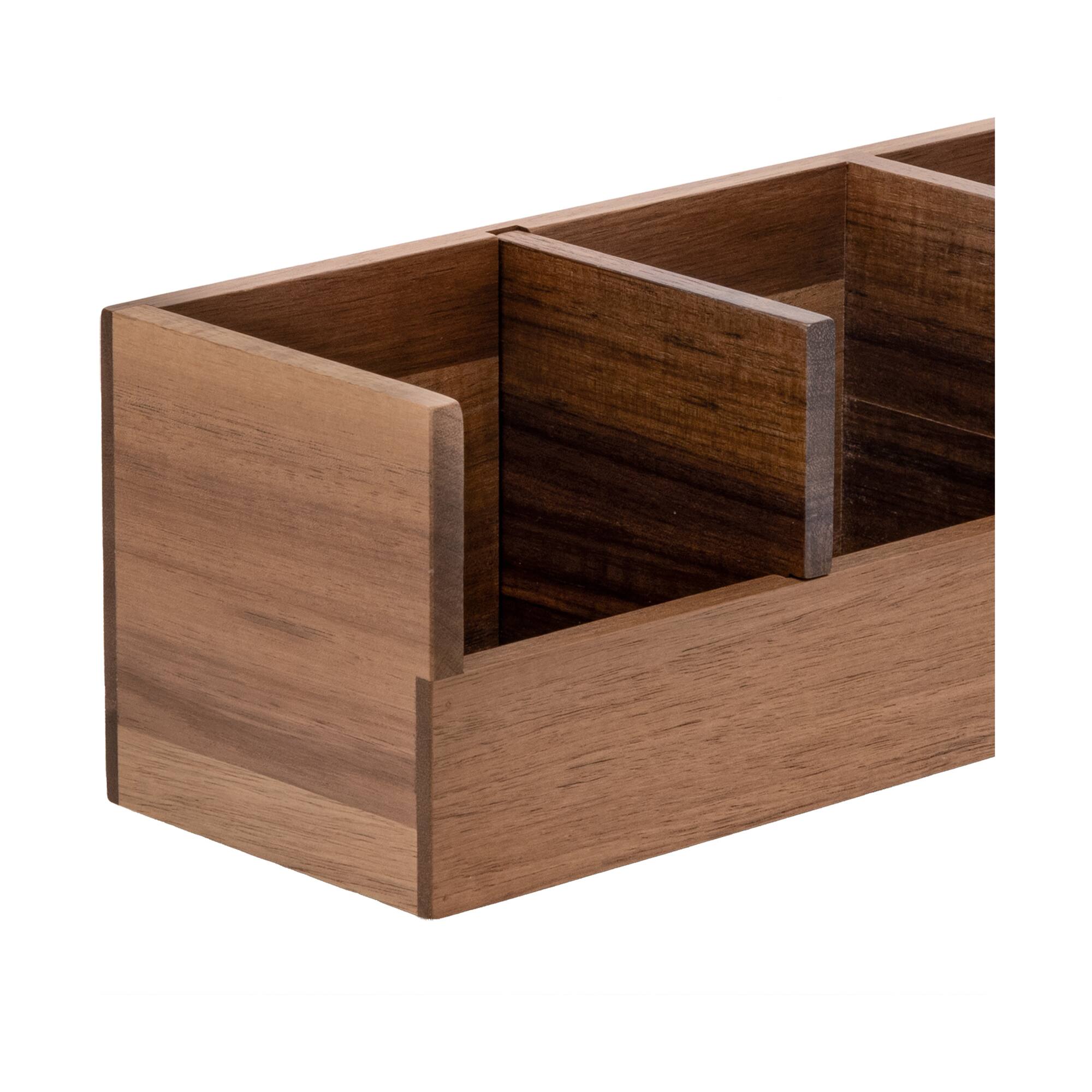Seville Classics Small Acacia Desktop Organizer
